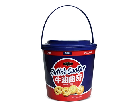 趣园休闲饼干批发500克牛油曲奇胶桶装礼盒饼干